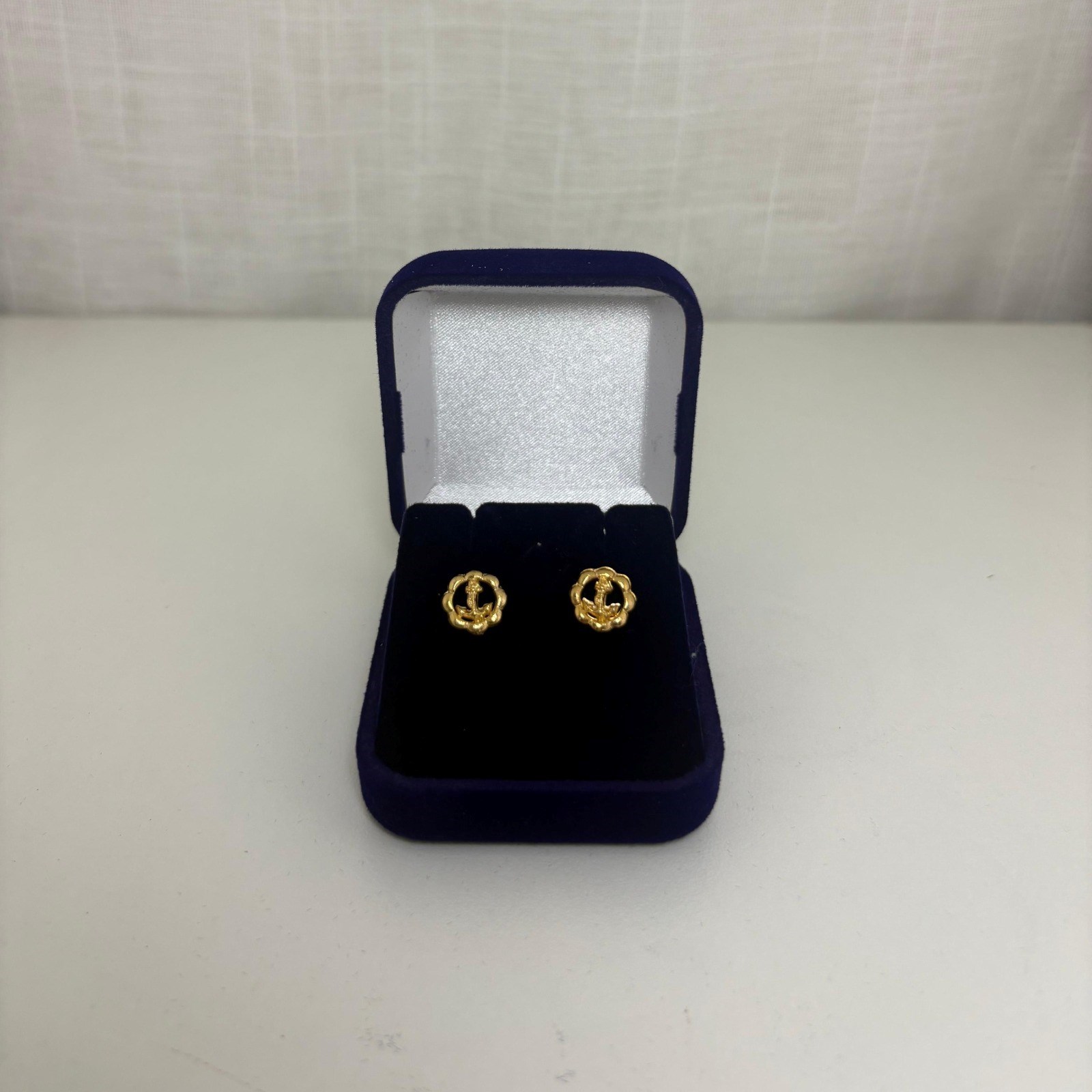 Brinco Marinha com estojo veludo 