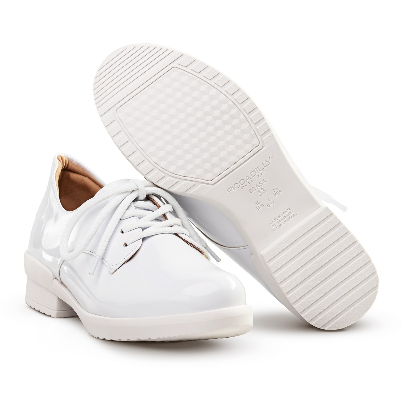 SAPATO SOCIAL DE CADARÇO BRANCO VERNIZ PICCADILLY