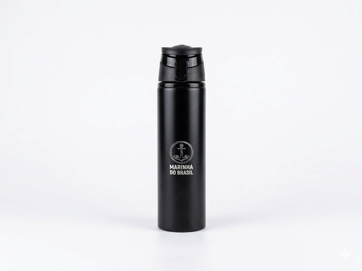 Squeeze de alumínio preta personalizada Marinha –Gravado à laser