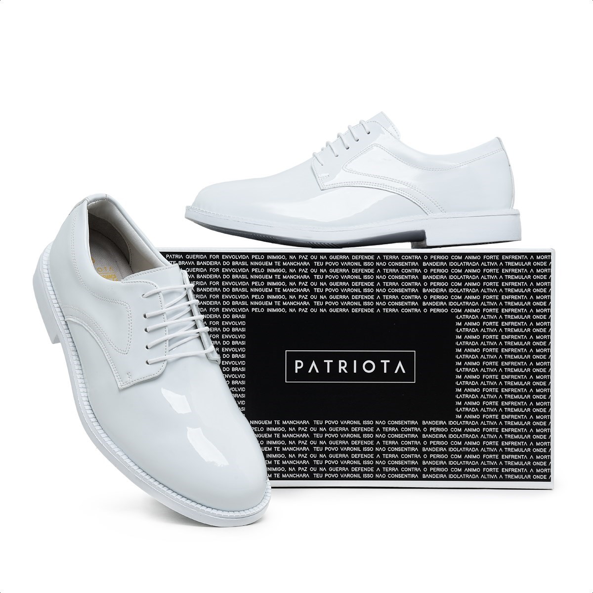 Sapato Social Patriota Branco Verniz