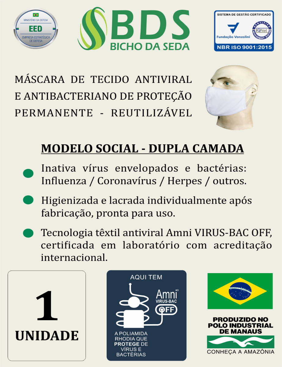 Kit com 3 Máscaras - Cor Preto