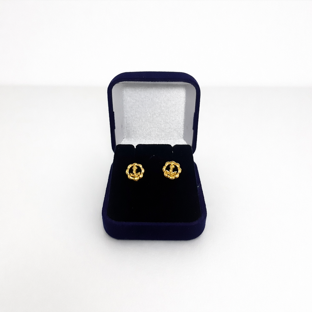 Brinco Marinha com estojo veludo 