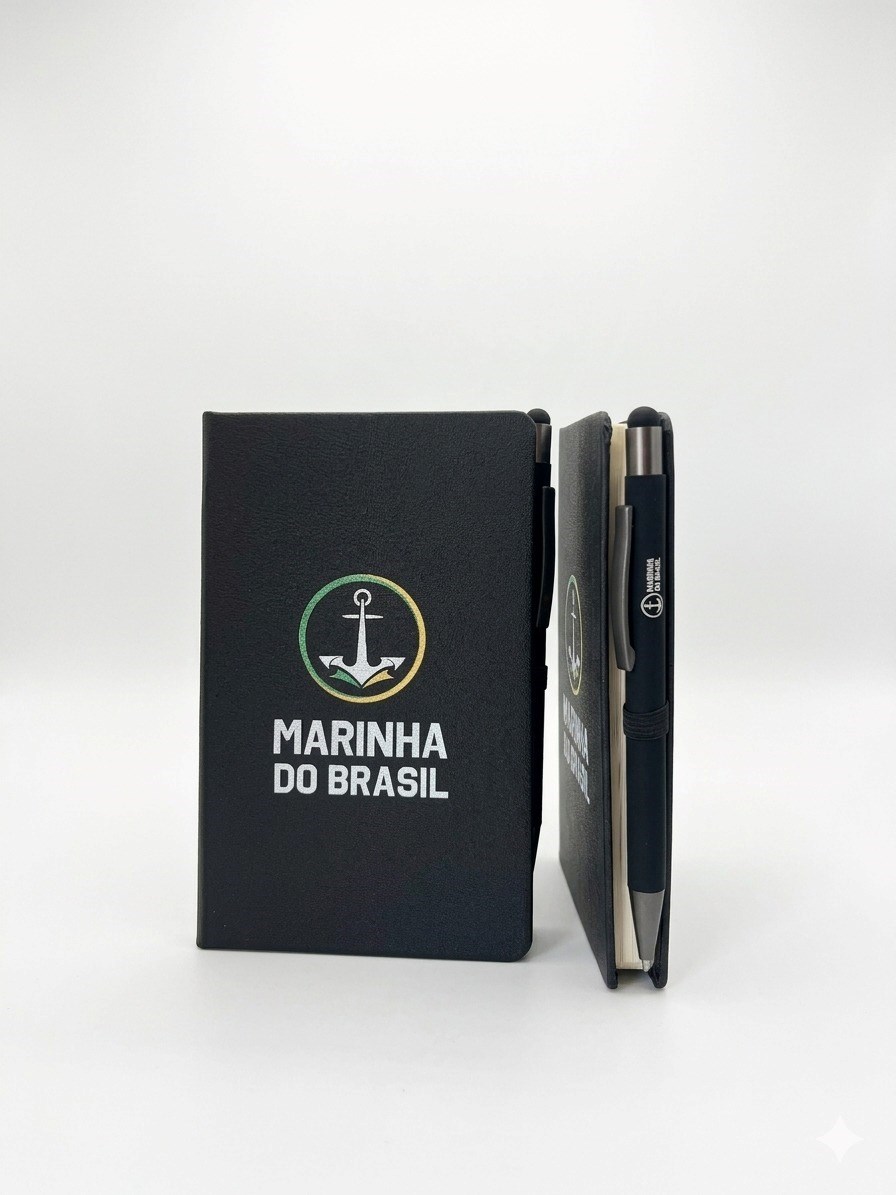 Caderneta para anotações com caneta de metal touch 