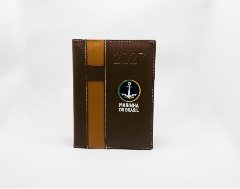 Agenda diária 2027 em couro sintetico alto padrão, Personalizada, Obs. (caneta não incluída.)