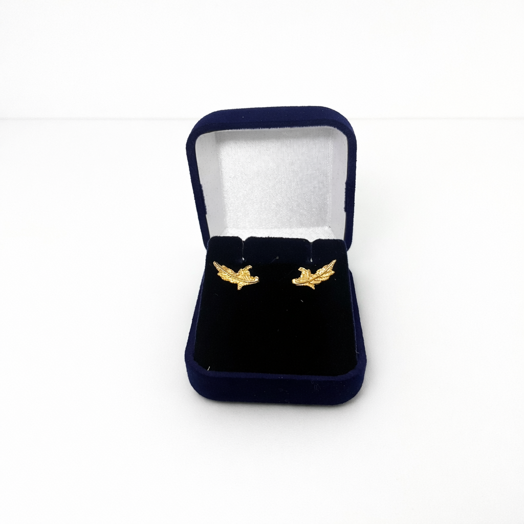 Brinco Formato folha de acanto com estojo veludo 