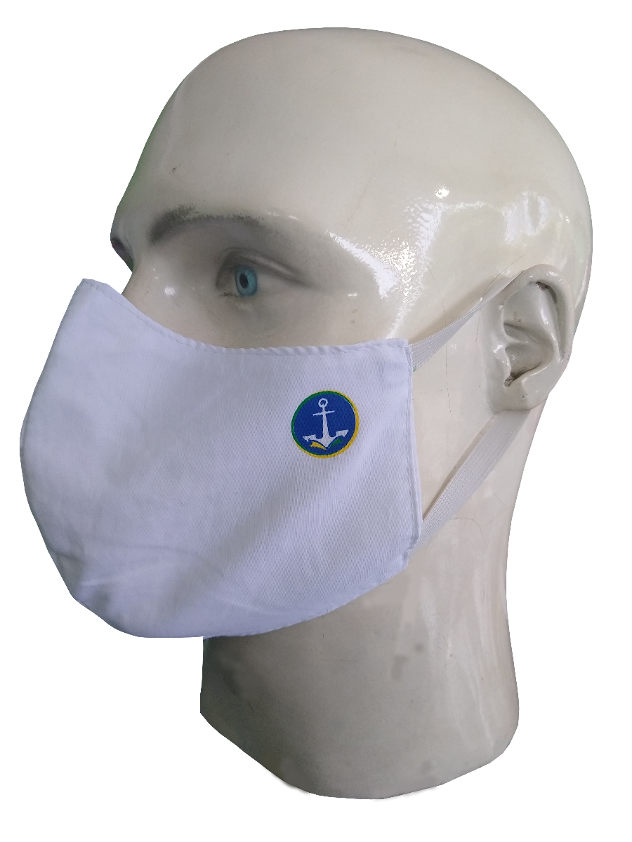 Máscara - Cor Branco - Com logo marca nova da Coroa Naval da Marinha.