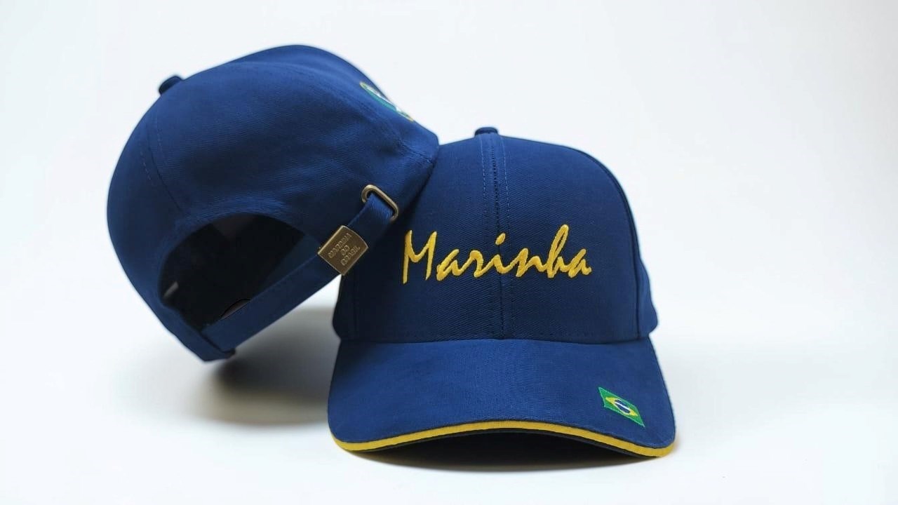 -Boné Brim bordado Marinha aba bandeira do Brasil
